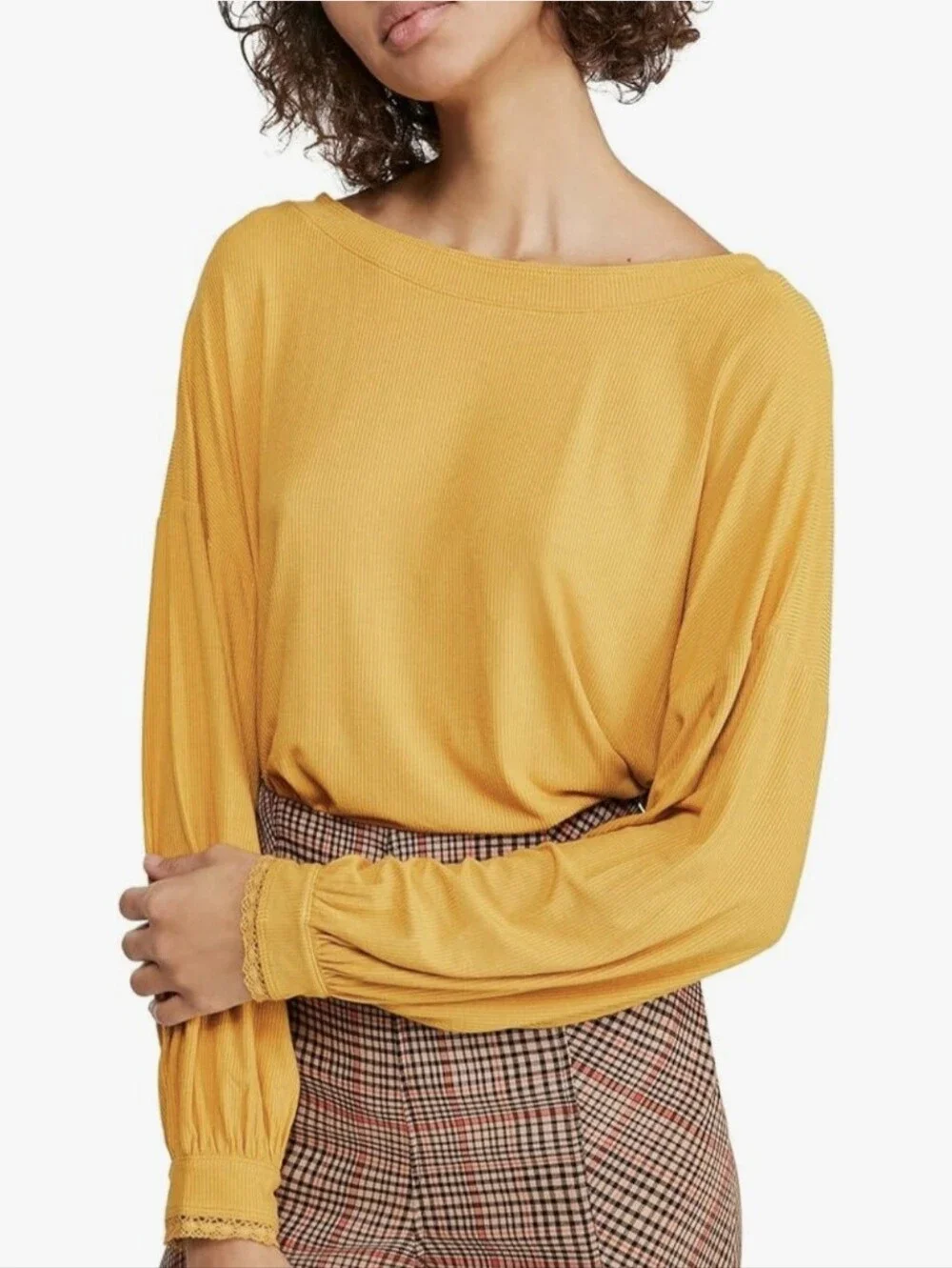 Free People Shimmy Shake Ribbed Open Back Oversized Tunic Top Gold  Size XS
